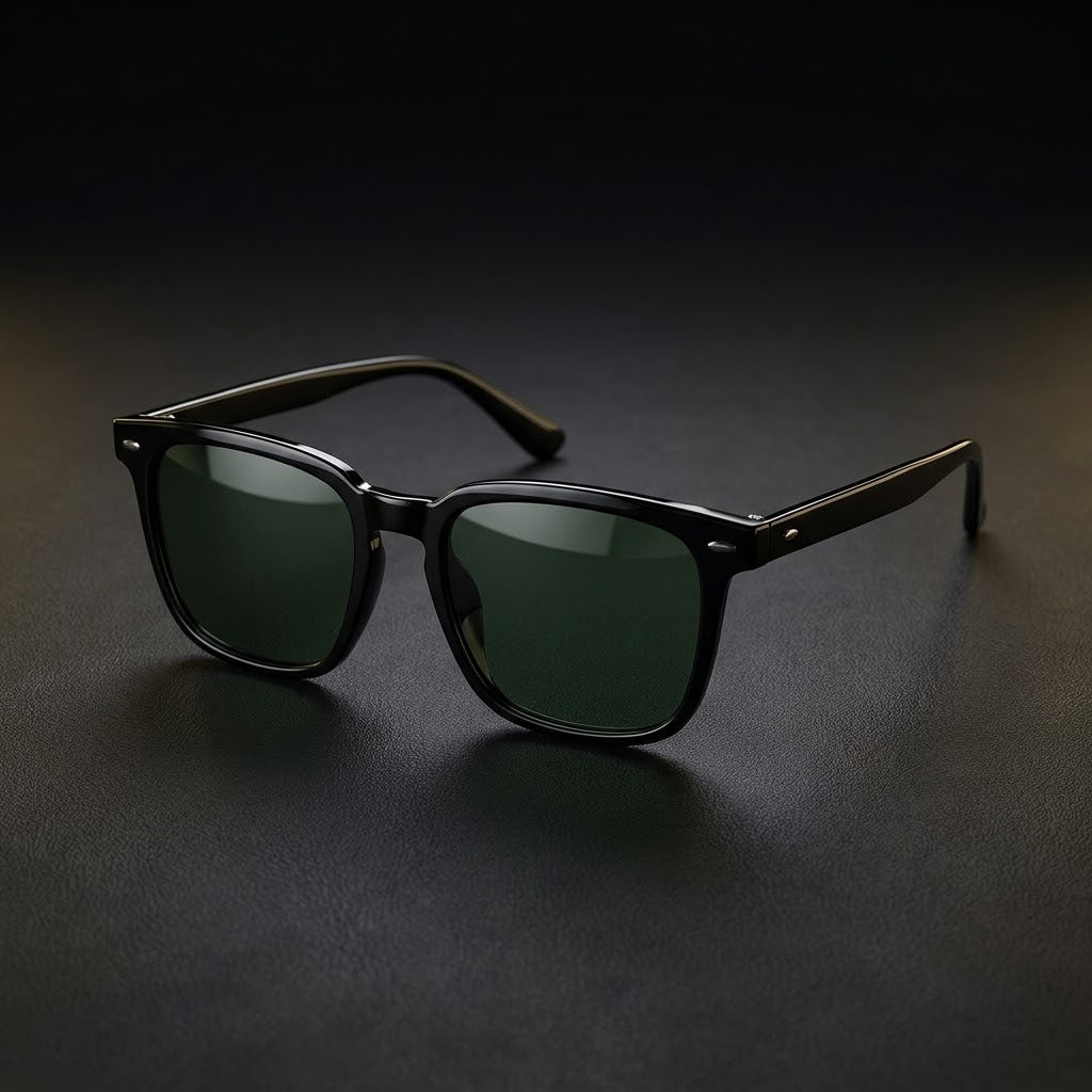 Aether Classic Shades – Ultra-Lightweight Square Sunglasses with Classy Black Frame for Timeless Style & Comfort