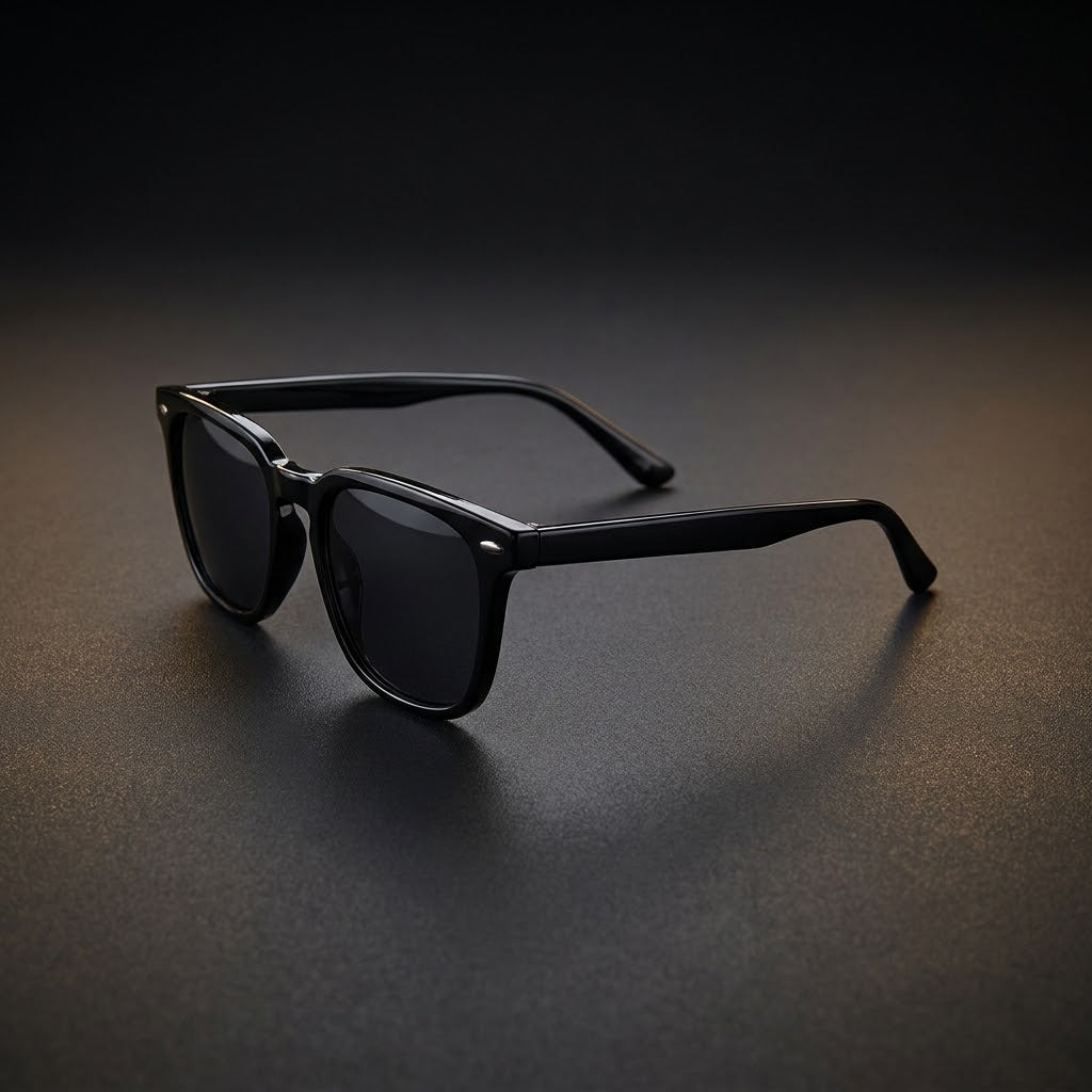Aether Classic Shades – Ultra-Lightweight Square Sunglasses with Classy Black Frame for Timeless Style & Comfort