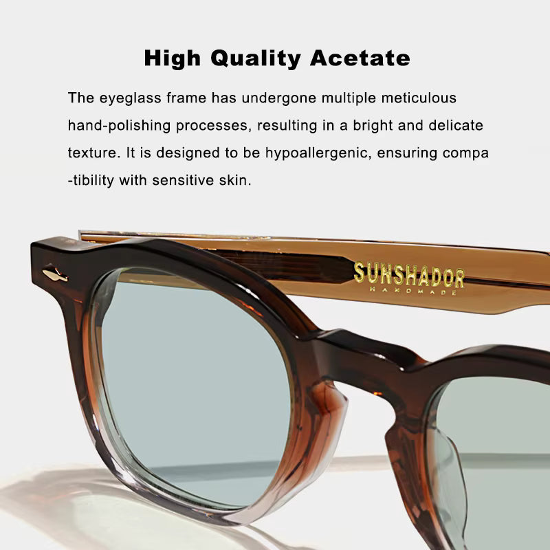 High QualityTortoiseshell Round Frame Handmade Sunglasses