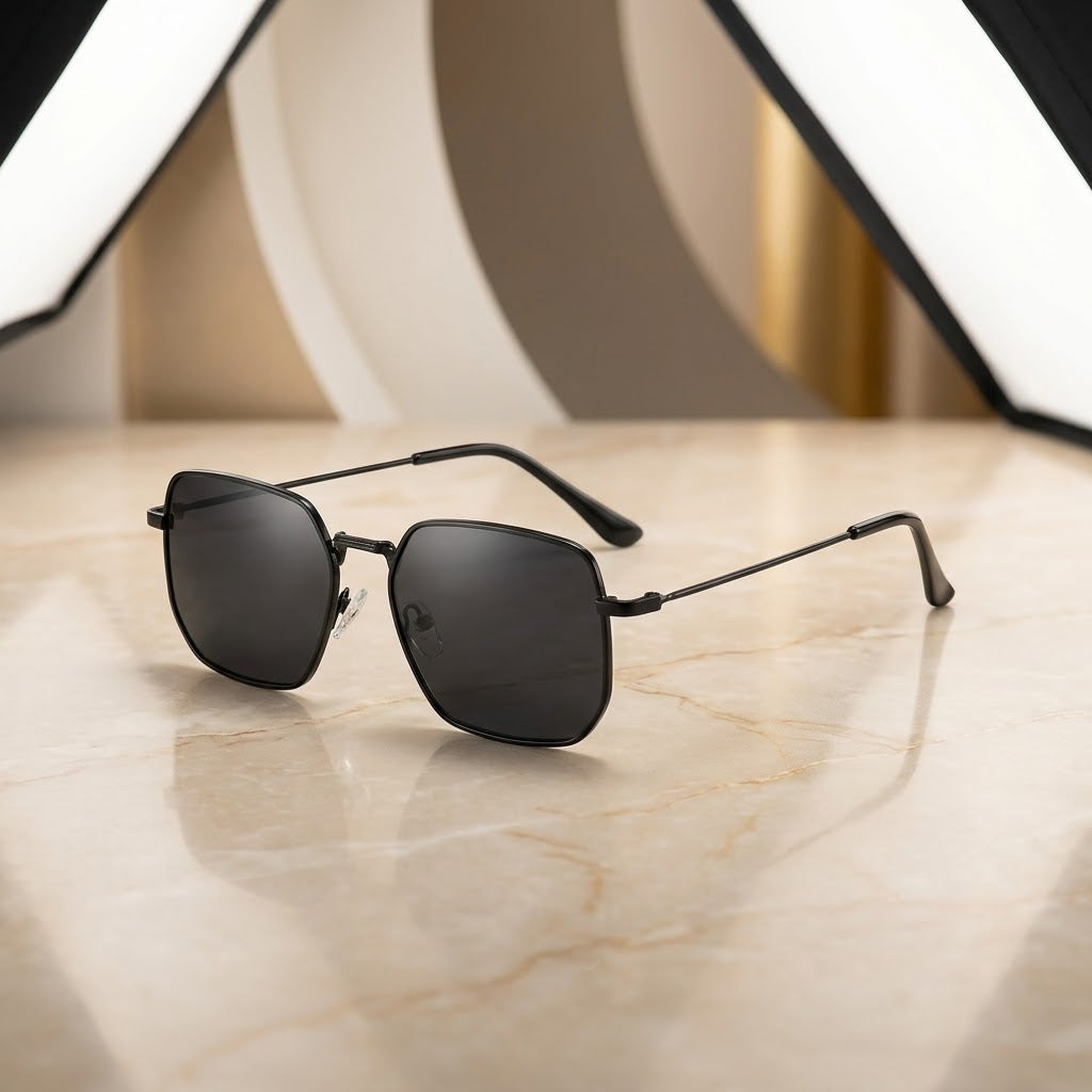 Fancy Slim Metal Frame Geometric Sunglasses – Lightweight, Stylish & Comfortable Daily Wear Shades