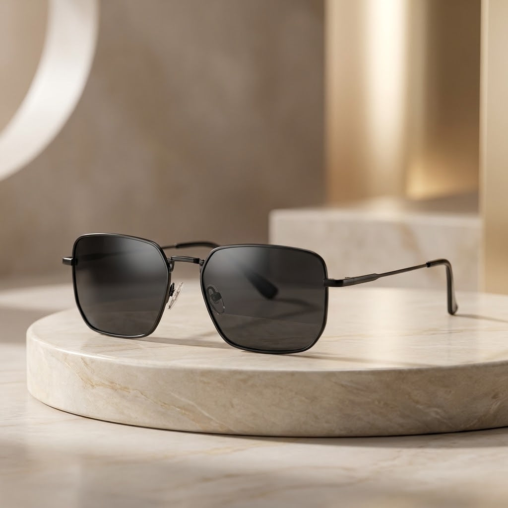 Fancy Slim Metal Frame Geometric Sunglasses – Lightweight, Stylish & Comfortable Daily Wear Shades