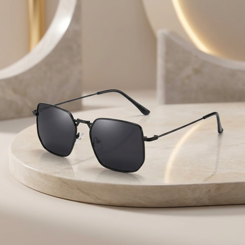 Fancy Slim Metal Frame Geometric Sunglasses – Lightweight, Stylish & Comfortable Daily Wear Shades