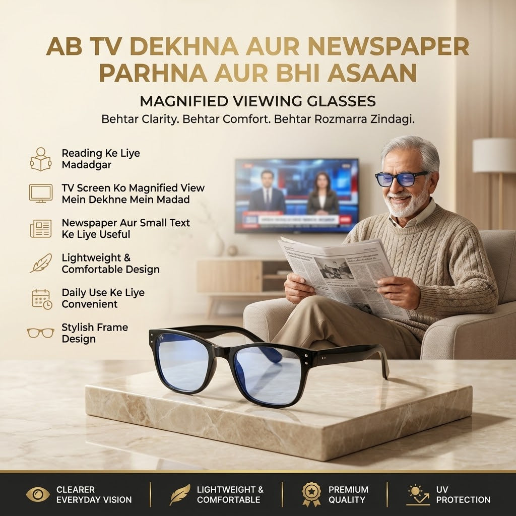 Clear Vision Senior Reading Glasses – Anti-Glare & Blue Light Glasses for TV, Mobile & Newspaper Reading