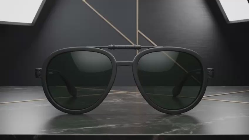 Premium Polarized Aviator Sunglasses with Lightweight Plastic Frame - Classic Dark Green Lenses, Matte Black, Mens/Womens