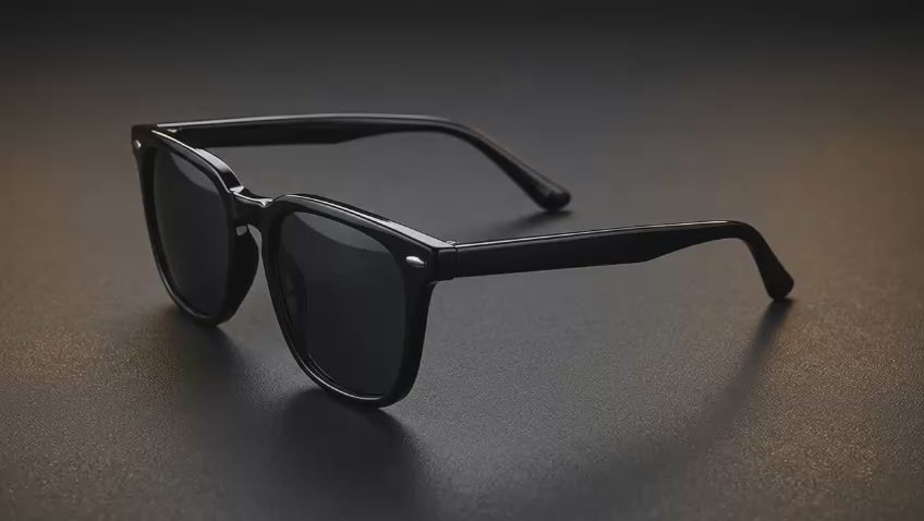 Aether Classic Shades – Ultra-Lightweight Square Sunglasses with Classy Black Frame for Timeless Style & Comfort