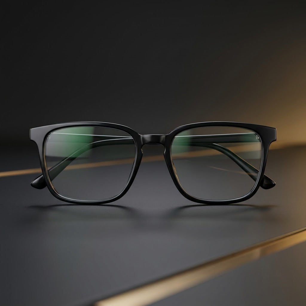 Clear Aura Premium Glossy Black Frame Glasses – Ultra-Stylish Clear Lenses for an Instant Smart Look